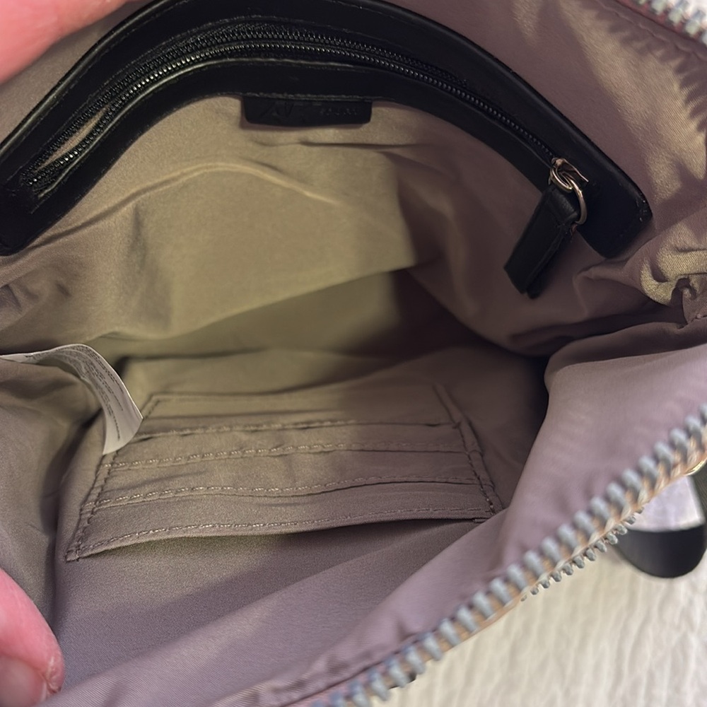 Anne Klein Sport Lilac Nylon Crossbody Bag with Black Adjustable Strap. - Picture 6 of 9